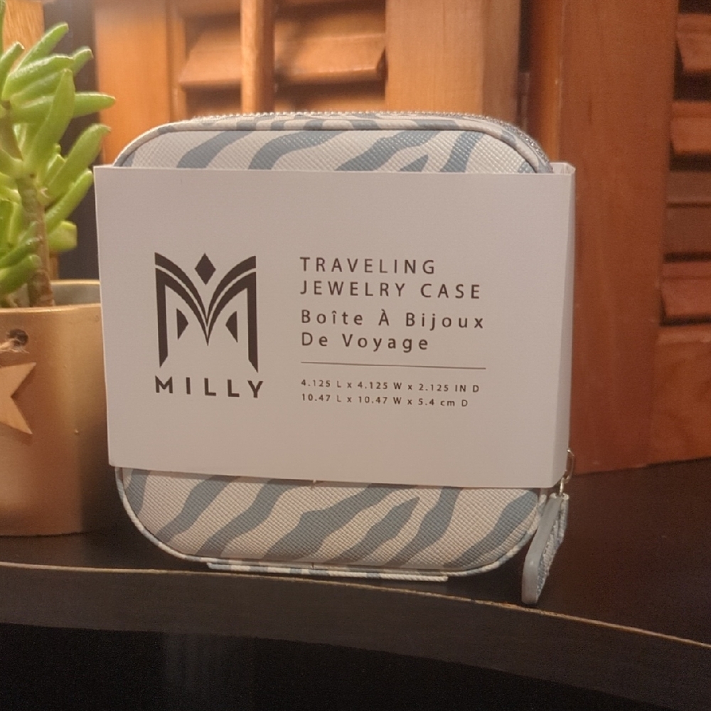 Milly Traveling Jewelry Case Mirror Zebra Print Small Convenient NEW NIB NICE